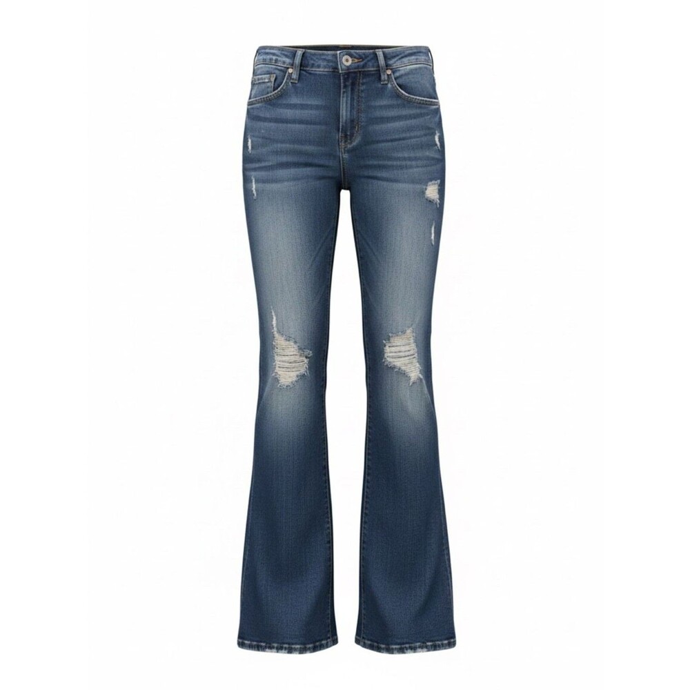 Vigoss Mid Blue Flare Jeans Juniors 11/12 Distressed Retro Denim Trendy